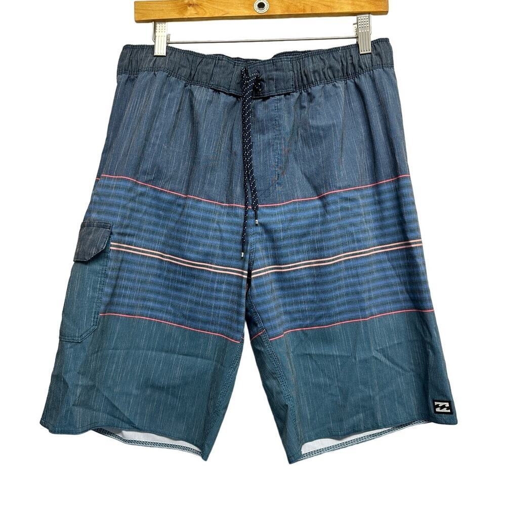 Billabong Recycler Layback Board Shorts Blue Stripe‎ Men Medium Pockets